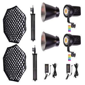 Kaiseberg - Kaiseberg SK-135FR RGB AIR Spotlight Işık 95cm Octagon Softbox Set - İkili Kit