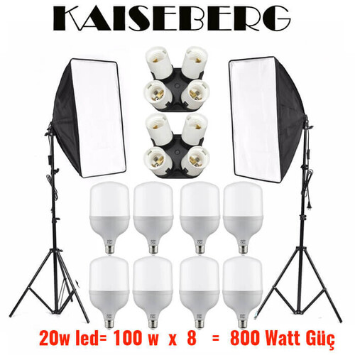 Kaiseberg Softbox Sürekli led ışık seti (8 duylu)