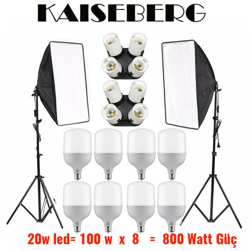 Kaiseberg Softbox Sürekli Led Işık Seti ( 8 duylu )