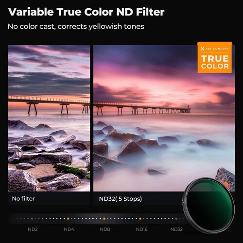 K&F Concept 67mm NANO-X ND2-32 (1-5 Stop) True Color Ultra Değişken Filtre