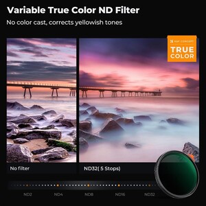 K&F - K&F Concept 77mm NANO-X ND2-32 (1-5 Stop) True Color Ultra Değişken Filtre (1)