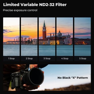 K&F Concept 82mm NANO-X ND2-32 (1-5 Stop) True Color Ultra Değişken Filtre - Thumbnail