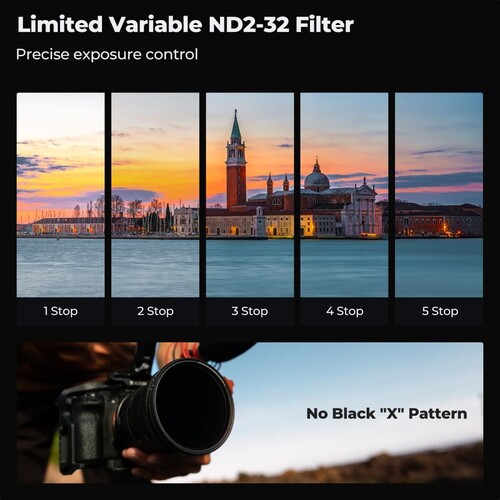 K&F Concept 82mm NANO-X ND2-32 (1-5 Stop) True Color Ultra Değişken Filtre