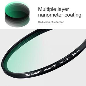 K&F Concept 86mm NANO-X MCR-UV 28 Çok Katmanlı Kaplamaya sahip Koruma Filtresi 8K Ultra HD - Thumbnail