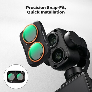 K&F Concept DJI Osmo Pocket 4P İçin 16 Parça Filtre Seti (Black Mist 1/4 + Black Mist 1/8 + UV + Işık Kirliliği Azaltma + CPL) - Thumbnail