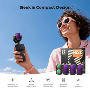 K&F Concept DJI Osmo Pocket 4P İçin 4 Parça Filtre Seti (CPL + ND16 + ND64 + ND256) (Plastik) - Thumbnail