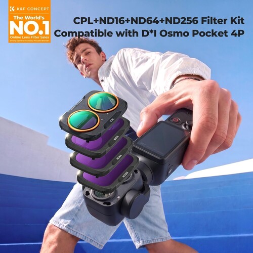 K&F Concept DJI Osmo Pocket 4P İçin 4 Parça Filtre Seti (CPL + ND16 + ND64 + ND256) (Plastik)