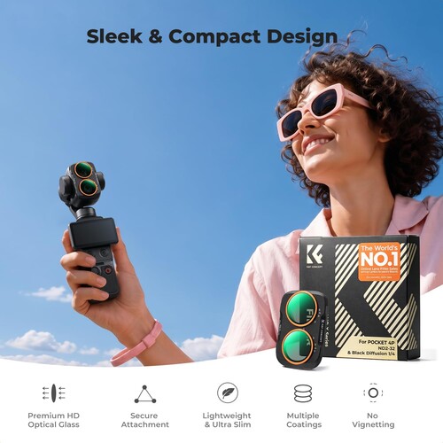 K&F Concept DJI Osmo Pocket 4P İçin Mist VND Filtre (ND2-32 & Black Mist 1/4)