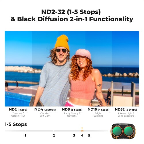 K&F Concept DJI Osmo Pocket 4P İçin Mist VND Filtre (ND2-32 & Black Mist 1/4)