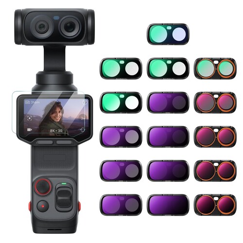 K&F Concept Insta360 Luna Ultra İçin 16 Parça Filtre Seti (Black Mist 1/4 + Black Mist 1/8 + UV + Işık Kirliliği Azaltma + CPL)