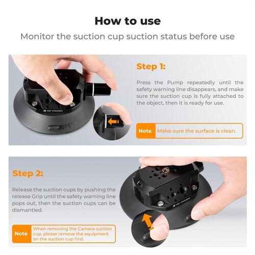 K&F Concept KF31.100 4,5'' Kamera Vantuzu Sihirli Kol Cep Telefonu Kelepçesi ve GoPro Adaptör ile