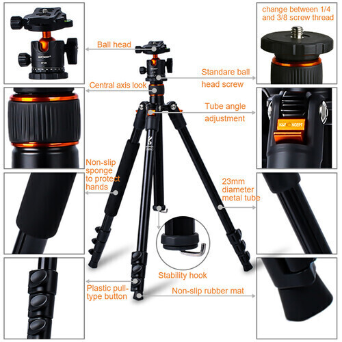 K&F Concept SA234 DSLR Alüminyum Tripod Ball Head (KF09.080)