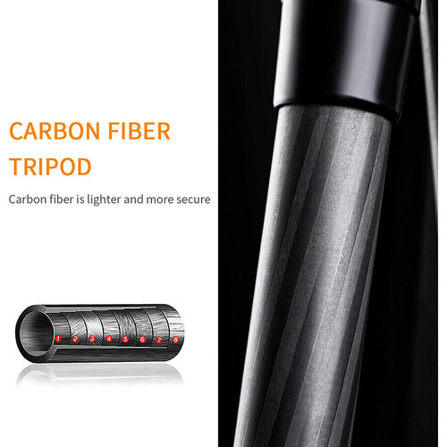 K&F Concept SA254C1 Profesyonel Carbon Fiber Tripod Kit (KF09.091)