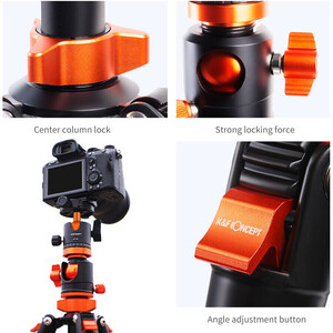 K&F Concept SA254T2 Hafif Kompakt Alüminyum Tripod (KF09.090) - Thumbnail