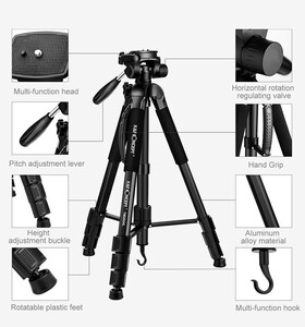 K&F Concept TM2624L 3-Way Pan Head Kompakt Tripod (KF09.050V2) - Thumbnail