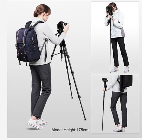 K&F Concept TM2624L 3-Way Pan Head Kompakt Tripod (KF09.050V2)
