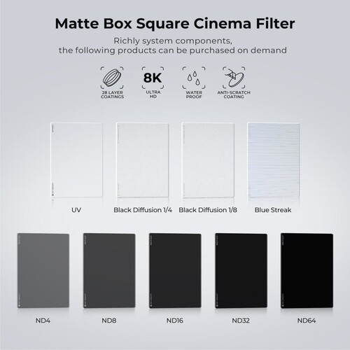 K&F NANO-X Black Mist 1/8 4x5.65 Filtre Tilta ve SmallRig ve Diğer Matbox ile Uyumlu 4mm HD Optik Cam