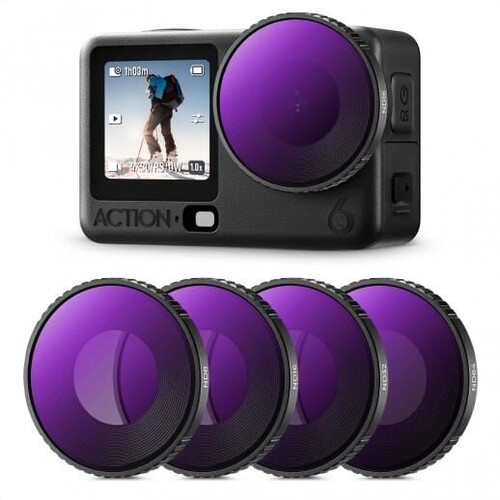 K&F NANO-X ND8 ND16 ND32 ND64 4'lü Filtre Kiti DJI Osmo Action 6 ile uyumlu Çok Katmanlı Kaplamalı Işık Azaltma Pozlama Kontrolü Optik Cam Filtreler