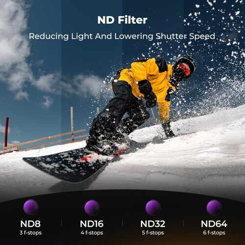 K&F NANO-X ND8 ND16 ND32 ND64 4'lü Filtre Kiti DJI Osmo Action 6 ile uyumlu Çok Katmanlı Kaplamalı Işık Azaltma Pozlama Kontrolü Optik Cam Filtreler