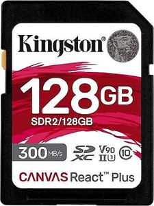 Kingston - Kingston 128GB Canvas React Plus SDXC UHS-II 300R/260W U3 V90