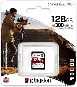 Kingston 128GB Canvas React Plus SDXC UHS-II 300R/260W U3 V90