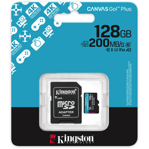 Kingston - Kingston 128GB microSDXC Canvas Go! Plus Gen4 200MB/s A2 U3 V30 + Adaptör
