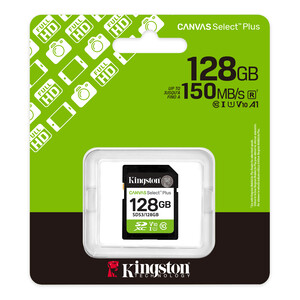 Kingston - Kingston 128GB SDXC Canvas Select Plus Gen3 150MB/s C10 UHS-I U1 V10