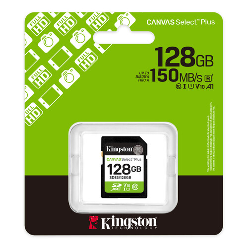Kingston 128GB SDXC Canvas Select Plus Gen3 150MB/s C10 UHS-I U1 V10