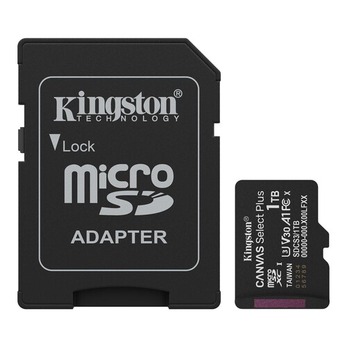 Kingston 1TB microSDXC Canvas Select Plus Gen3 150MB/s A1 + Adaptör