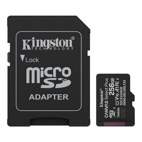 Kingston 256GB microSDXC Canvas Select Plus Gen3 150MB/s A1 + Adaptör