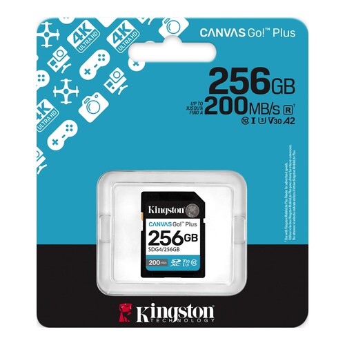Kingston 256GB SDXC Canvas Go! Plus Gen4 200MB/s C10 UHS-I U3 V30