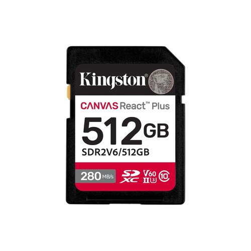 Kingston 512GB Canvas React Plus SDXC UHS-II 280R/150W U3 V60