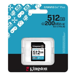 Kingston - Kingston 512GB SDXC Canvas Go! Plus Gen4 200MB/s C10 UHS-I U3 V30