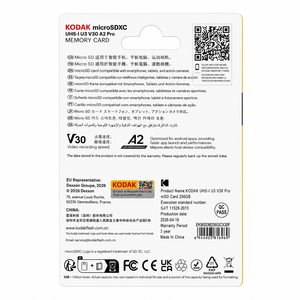 Kodak - Kodak 256GB UHS-I U3 V30 PRO microSDXC Hafıza Kartı (1)