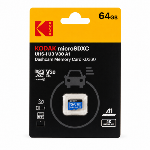 Kodak 64GB microSD UHS-I U3/V30/A1 Hafıza Kartı (KD360)