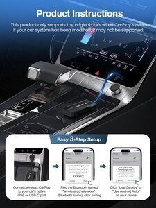 LEMORELE P80 Kablosuz CarPlay ve Android Auto Adaptörü - Thumbnail