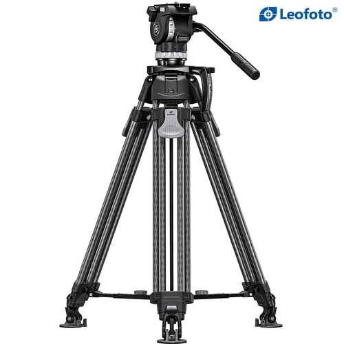 Leofoto LVF-163C+FH-10 Karbon Fiber Profesyonel Video Tripot Kit (Çift Kademeli 75mm Küre + FH-10 Sıvı Kafa)