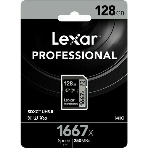 Lexar 128GB 1667X U3 V60 4K SD Hafıza Kartı 250 Mb/s