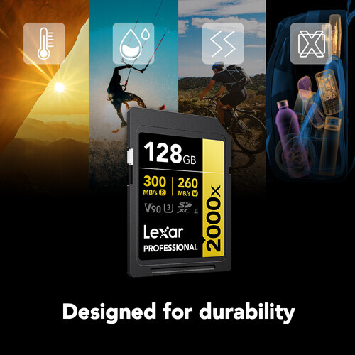 Lexar 128GB 2000x Professional SDXC UHS-II V90 300 MB/s Hafıza Kartı