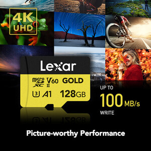 Lexar 128GB 280 MB/s UHS-II / V60 / U3 MicroSD Hafıza Kartı (Gold Serisi) - Thumbnail