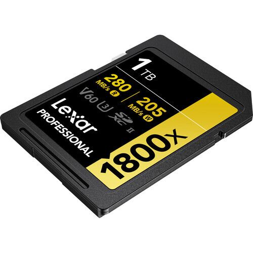 Lexar 1TB 280MB/s Profesyonel 1800x SDXC UHS-II V60 Hafıza Kartı (Gold Serisi)