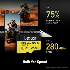 Lexar 256GB 280 MB/s UHS-II V60 microSD Hafız Kartı (Gold Serisi) - Thumbnail