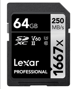 Lexar 64GB 1667X U3 V60 4K SD Hafıza Kartı 250 Mb/s - Thumbnail