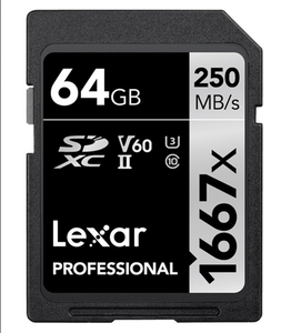 Lexar - Lexar 64GB 1667X U3 V60 4K SD Hafıza Kartı 250 Mb/s
