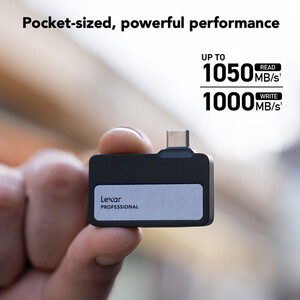 Lexar Professional Go External 2 TB Taşınabilir SSD + Type-C Hub (Siyah) - Thumbnail