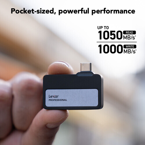 Lexar Professional Go External 2 TB Taşınabilir SSD + Type-C Hub (Siyah)