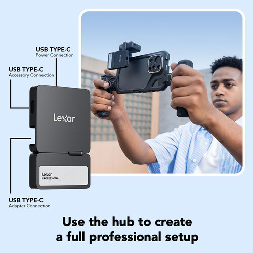 Lexar Professional Go External 2 TB Taşınabilir SSD + Type-C Hub (Siyah)