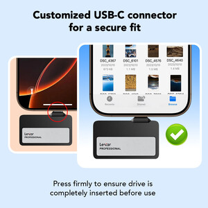 Lexar Professional Go External 2 TB Taşınabilir SSD + Type-C Hub (Siyah) - Thumbnail
