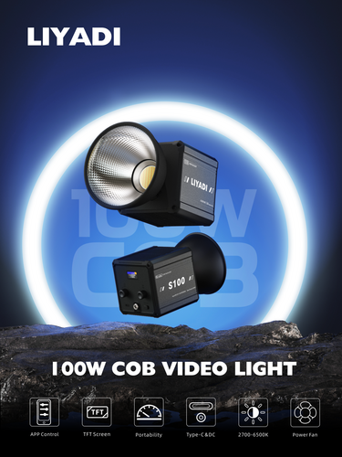 Liyadi S100 100W Bi-Color COB Led Işık AC Güç Adaptörlü
