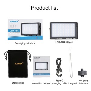 Mamen LED-72R RGB LED Video ve Fotoğraf Işığı - Thumbnail